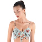 Christmas Cartoon Pattern Woven Tie Front Bralet