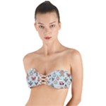 Christmas Cartoon Pattern Twist Bandeau Bikini Top