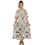 Christmas Cartoon Pattern Kimono Sleeve Boho Dress