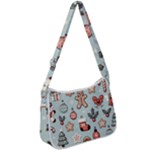 Christmas Cartoon Pattern Zip Up Shoulder Bag