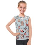 Christmas Cartoon Pattern Kids  Mesh Tank Top