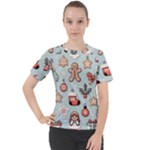 Christmas Cartoon Pattern Women s Sport Raglan T-Shirt