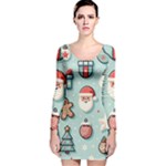 Christmas Decoration Angel Long Sleeve Velvet Bodycon Dress