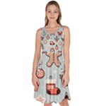 Christmas Cartoon Pattern Knee Length Skater Dress With Pockets