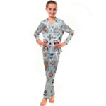 Christmas Cartoon Pattern Kids  Satin Long Sleeve Pajamas Set