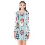 Christmas Decoration Angel Long Sleeve V-neck Flare Dress