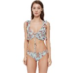 Christmas Cartoon Pattern Low Cut Ruffle Edge Bikini Set