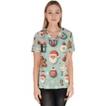 Christmas Decoration Angel Women s V-Neck Scrub Top