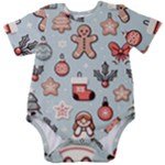 Christmas Cartoon Pattern Baby Short Sleeve Bodysuit