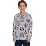 Christmas Cartoon Pattern Kids  Crewneck Sweatshirt