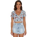 Christmas Cartoon Pattern V-Neck Crop Top