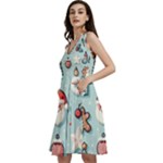 Christmas Decoration Angel Sleeveless V-Neck Skater Dress with Pockets