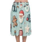 Christmas Decoration Angel Velvet Flared Midi Skirt