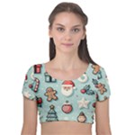 Christmas Decoration Angel Velvet Short Sleeve Crop Top 