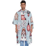 Christmas Cartoon Pattern Men s Hooded Rain Ponchos