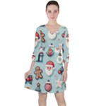 Christmas Decoration Angel Quarter Sleeve Ruffle Waist Dress