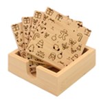 Christmas Cartoon Pattern Bamboo Coaster Set