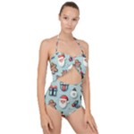 Christmas Decoration Angel Scallop Top Cut Out Swimsuit