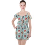 Christmas Decoration Angel Ruffle Cut Out Chiffon Playsuit