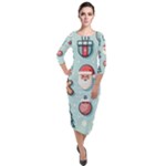 Christmas Decoration Angel Quarter Sleeve Midi Velour Bodycon Dress