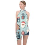 Christmas Decoration Angel Halter Asymmetric Satin Top
