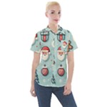 Christmas Decoration Angel Women s Short Sleeve Pocket Shirt