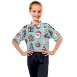 Christmas Decoration Angel Kids Mock Neck T-Shirt