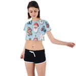 Christmas Decoration Angel Tie Back Short Sleeve Crop T-Shirt