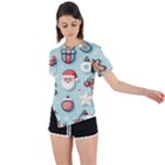 Christmas Decoration Angel Asymmetrical Short Sleeve Sports T-Shirt