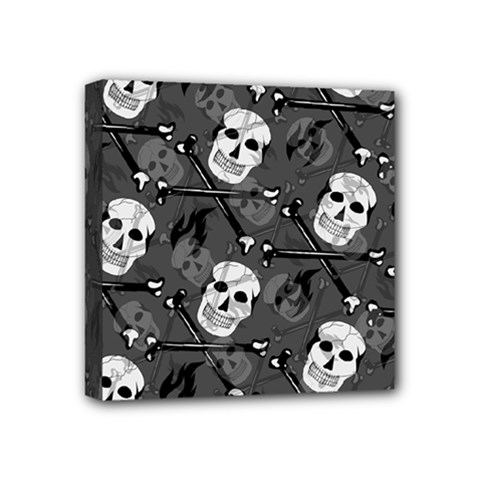 Skull Skeleton Pattern Texture Mini Canvas 4  x 4  (Stretched) from ArtsNow.com