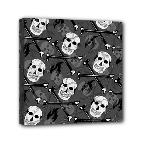 Skull Skeleton Pattern Texture Mini Canvas 6  x 6  (Stretched) from ArtsNow.com