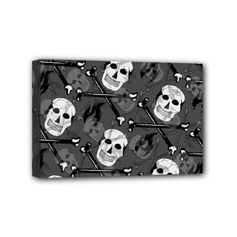 Skull Skeleton Pattern Texture Mini Canvas 6  x 4  (Stretched) from ArtsNow.com