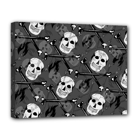 Skull Skeleton Pattern Texture Canvas 14  x 11  (Stretched) from ArtsNow.com