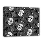 Skull Skeleton Pattern Texture Canvas 14  x 11  (Stretched)