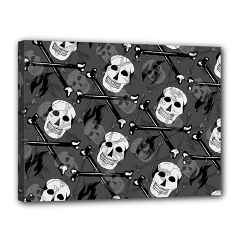 Skull Skeleton Pattern Texture Canvas 16  x 12  (Stretched) from ArtsNow.com