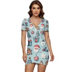 Christmas Decoration Angel Low Cut Cap Sleeve Mini Dress