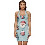 Christmas Decoration Angel Sleeveless Wide Square Neckline Ruched Bodycon Dress
