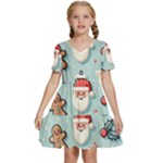 Christmas Decoration Angel Kids  Short Sleeve Tiered Mini Dress
