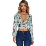 Christmas Decoration Angel Long Sleeve Deep-V Velour Top
