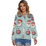 Christmas Decoration Angel Women s Long Sleeve Button Up Shirt