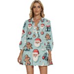 Christmas Decoration Angel V-Neck Placket Mini Dress