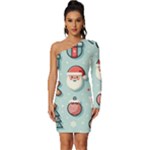 Christmas Decoration Angel Long Sleeve One Shoulder Mini Dress