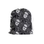 Skull Skeleton Pattern Texture Drawstring Pouch (Large)