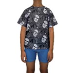 Skull Skeleton Pattern Texture Kids  Short Sleeve Swimwear