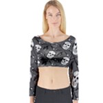 Skull Skeleton Pattern Texture Long Sleeve Crop Top