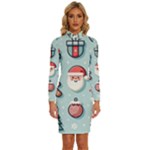 Christmas Decoration Angel Long Sleeve Shirt Collar Bodycon Dress