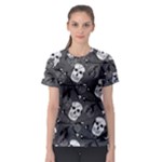 Skull Skeleton Pattern Texture Women s Sport Mesh T-Shirt