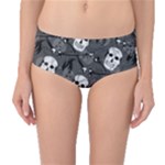 Skull Skeleton Pattern Texture Mid-Waist Bikini Bottoms