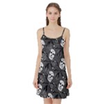 Skull Skeleton Pattern Texture Satin Night Slip