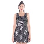 Skull Skeleton Pattern Texture Scoop Neck Skater Dress
